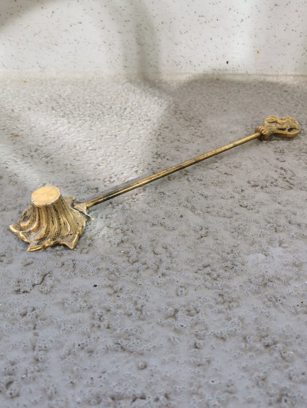 Vintage Brass Candle Snuffer | Ornate Floral Leaf Cone Extinguisher